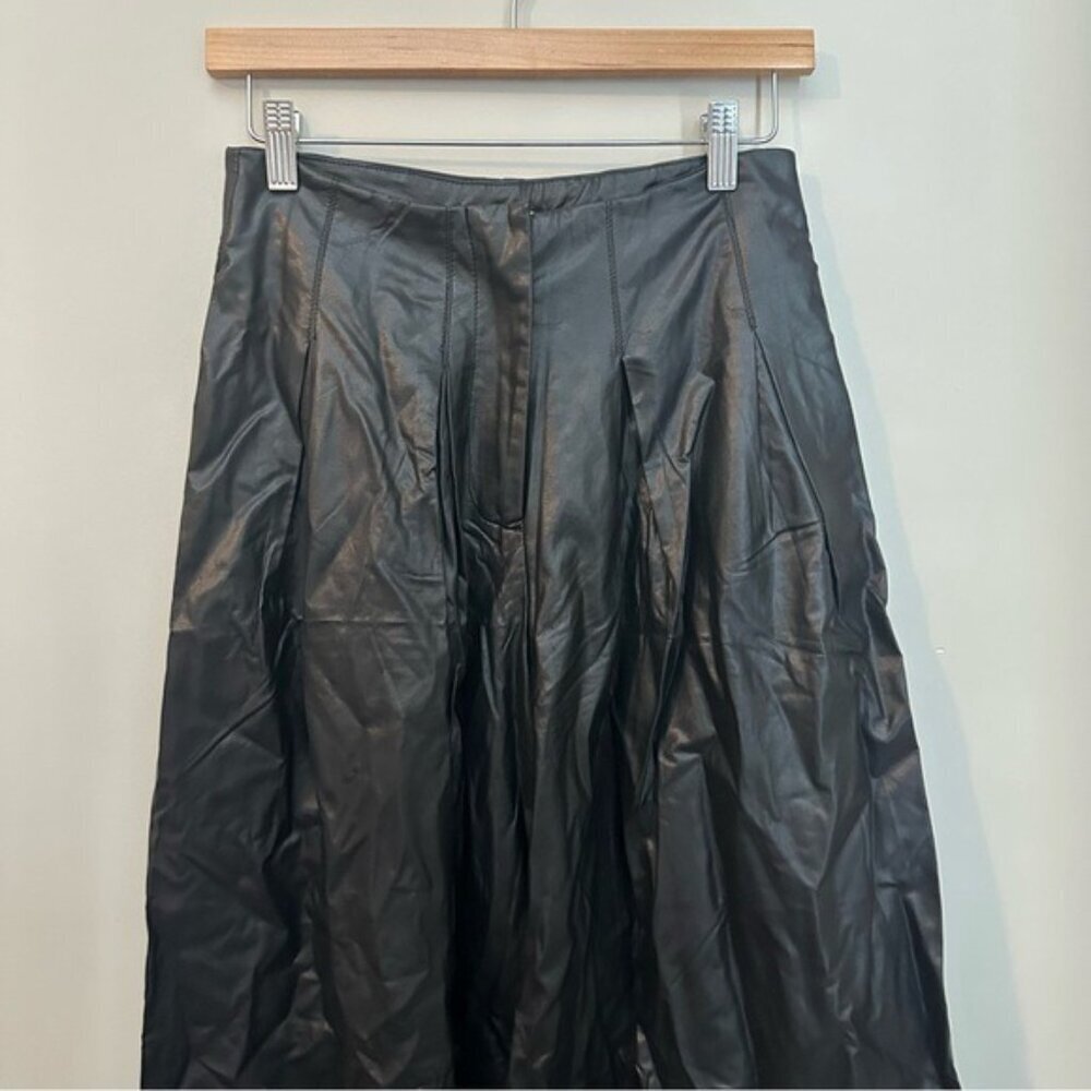 Everleigh Brooks Black Faux Leather Wide-Leg Pants Y2K Baddie Chic Size Small - Picture 6 of 10